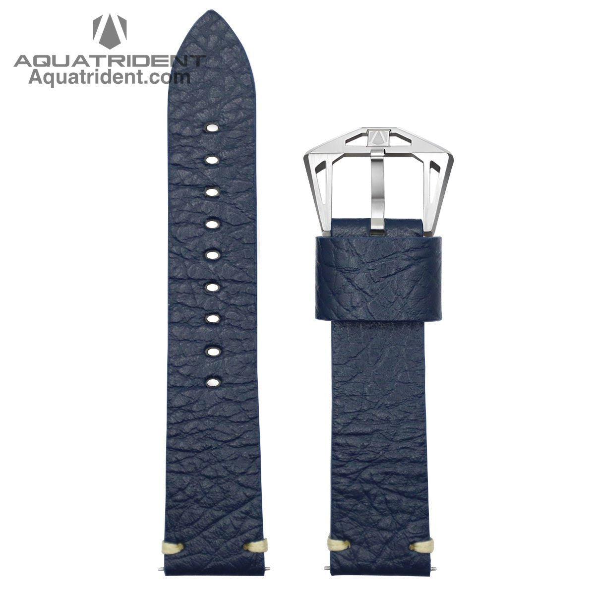 Blue genuine leather strap with silver buckle