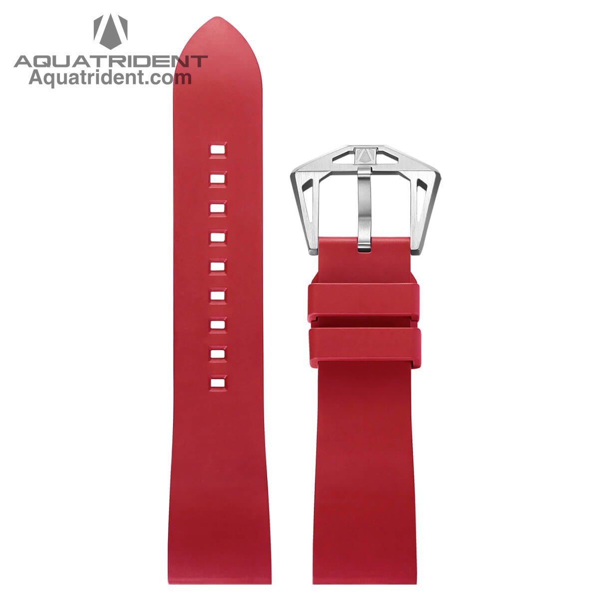 red Fluororubber strap with silver buckle