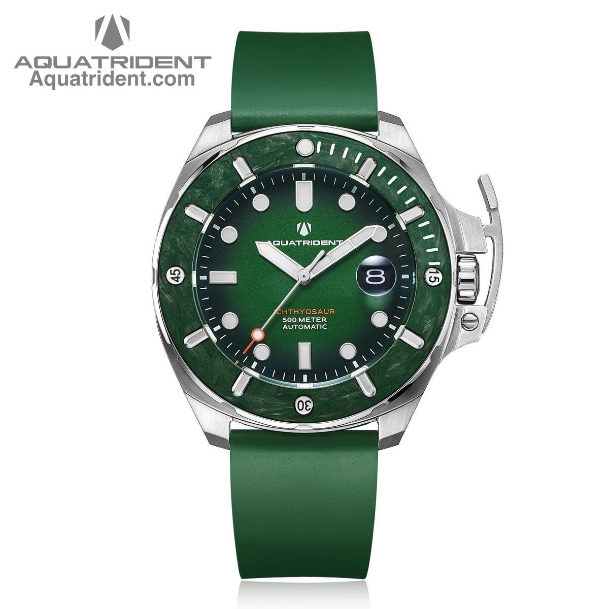 steel case-green marbled carbon fiber bezel-green dail-green fluororubber strap-watch