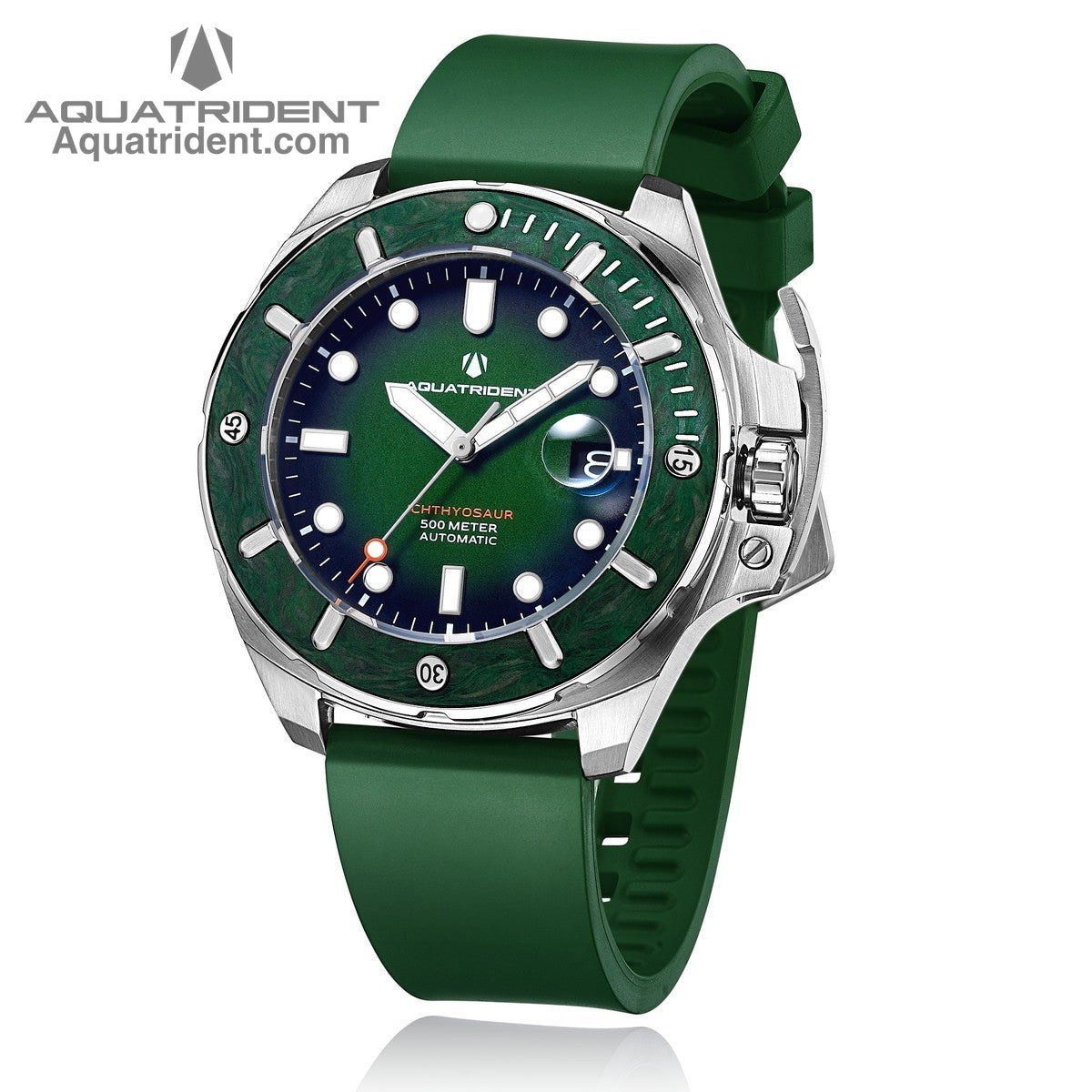 steel case-green marbled carbon fiber bezel-green dail-green fluororubber strap-watch