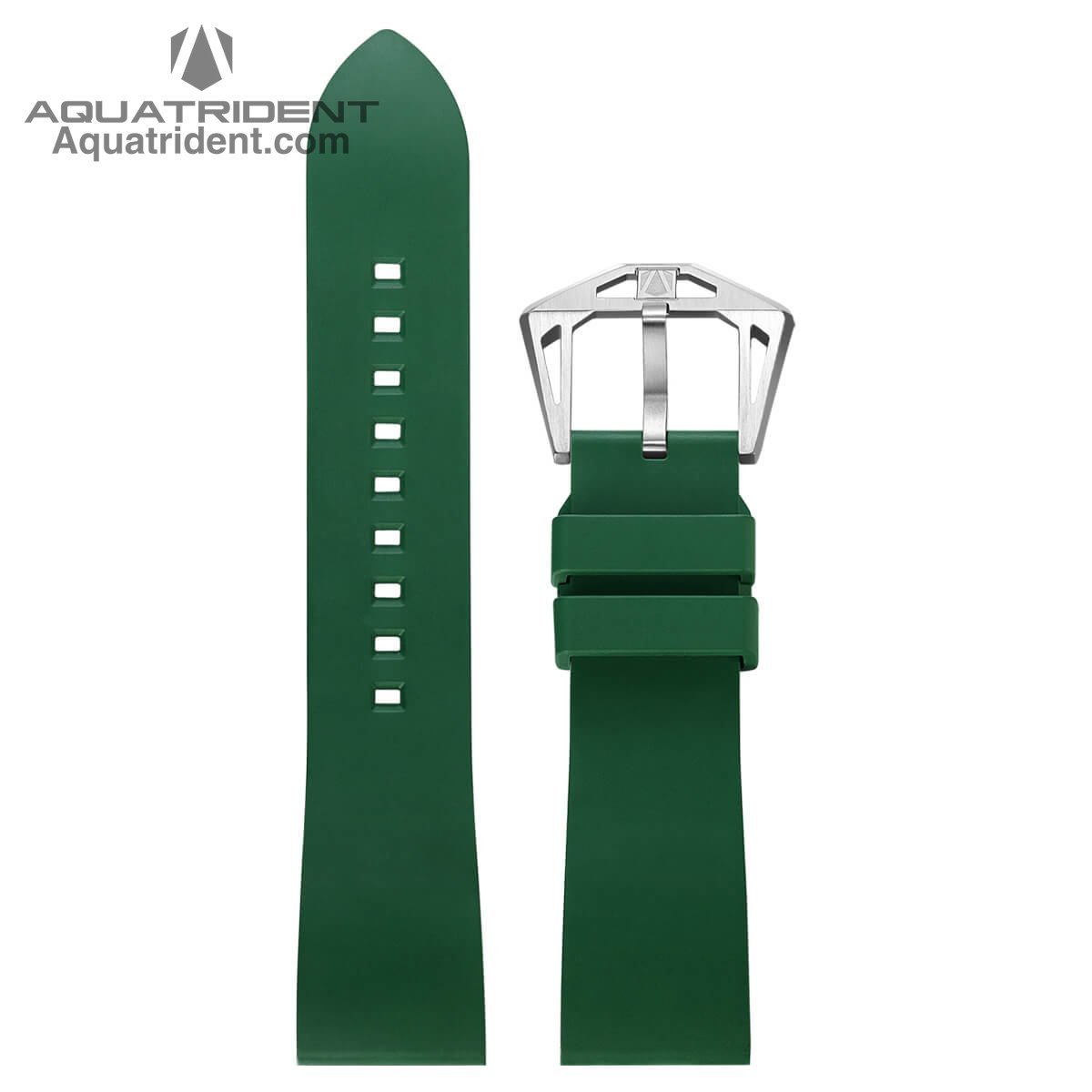 green Fluororubber strap with silver buckle