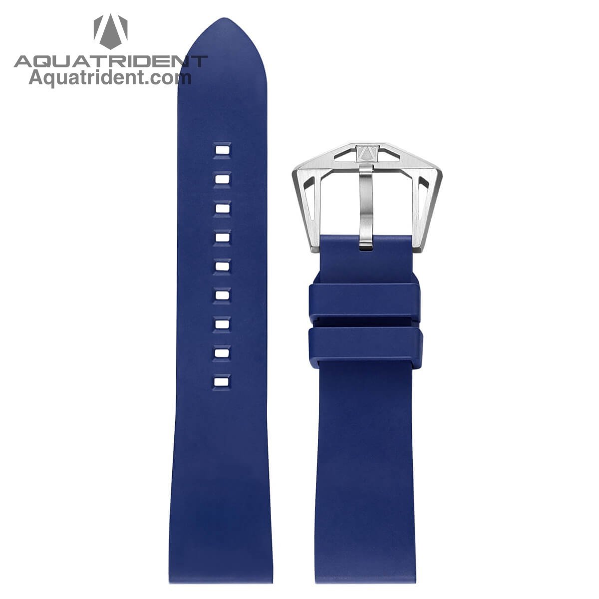 blue Fluororubber strap with silver buckle