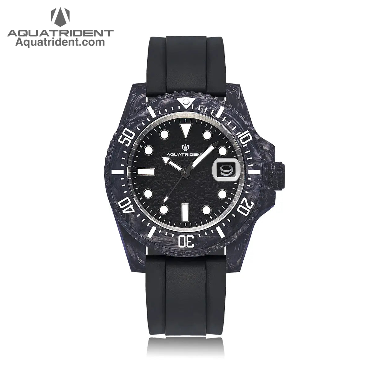 Montres de plongee Aquatrident AQ 230030 02 boitier en fibre de carbone cadran noir resistant a l eau 10 ATM O40 mm