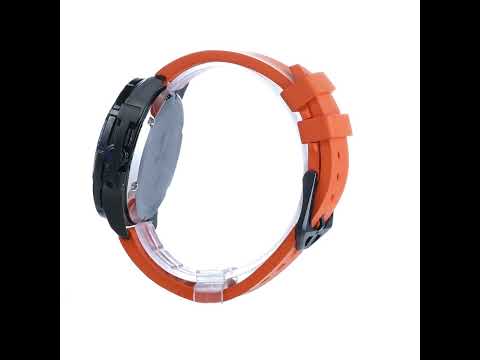 black steel case-black marbled carbon fiber bezel-black and white dail-orange fluororubber strap-watch-360 display