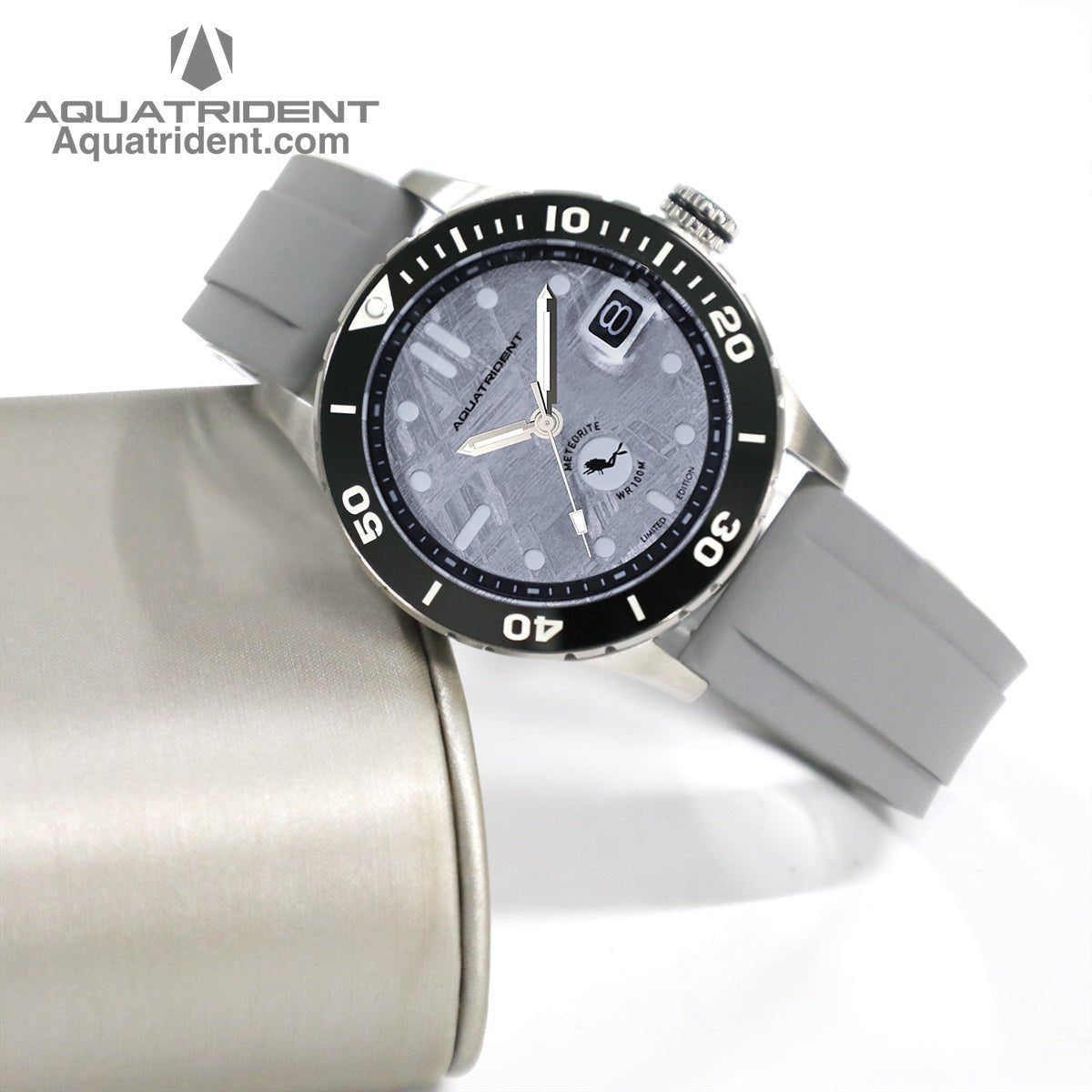 Relojes Aquatrident Diver AQ-22148-02, Caucho fluorado gris, Resistente al agua 10 ATM, Ø40 mm