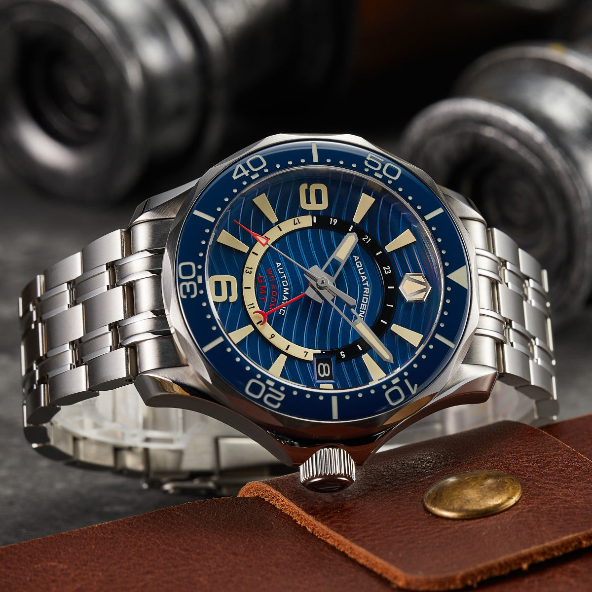 Mariner GMT Stainless Steel Watch. Blue Dial. AQ-24010-22