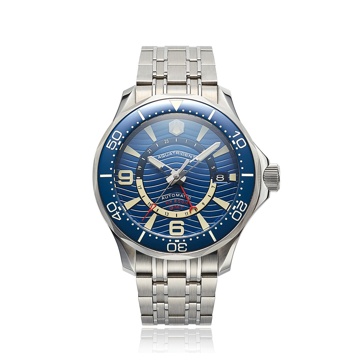 Mariner GMT Stainless Steel Watch. Blue Dial. AQ-24010-22