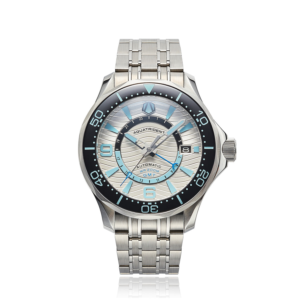 Mariner GMT Stainless Steel Watch. white Dial. AQ-24010-33