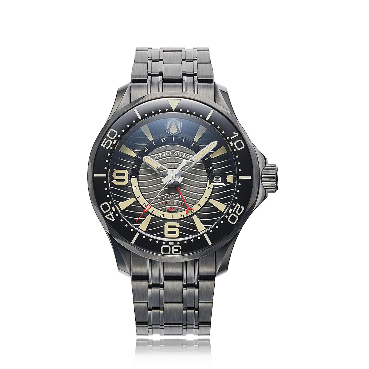 Mariner GMT Stainless Steel Watch. Semi-light gradient Dial. AQ-24010-44