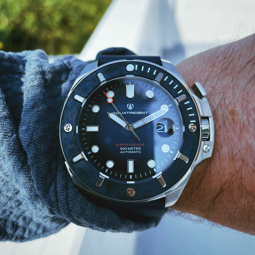 【おしゃれ】 Bezel. Fiber Carbon Diver. 500M Ichthyosaur Blue Blue Dial. ライト・照明器具