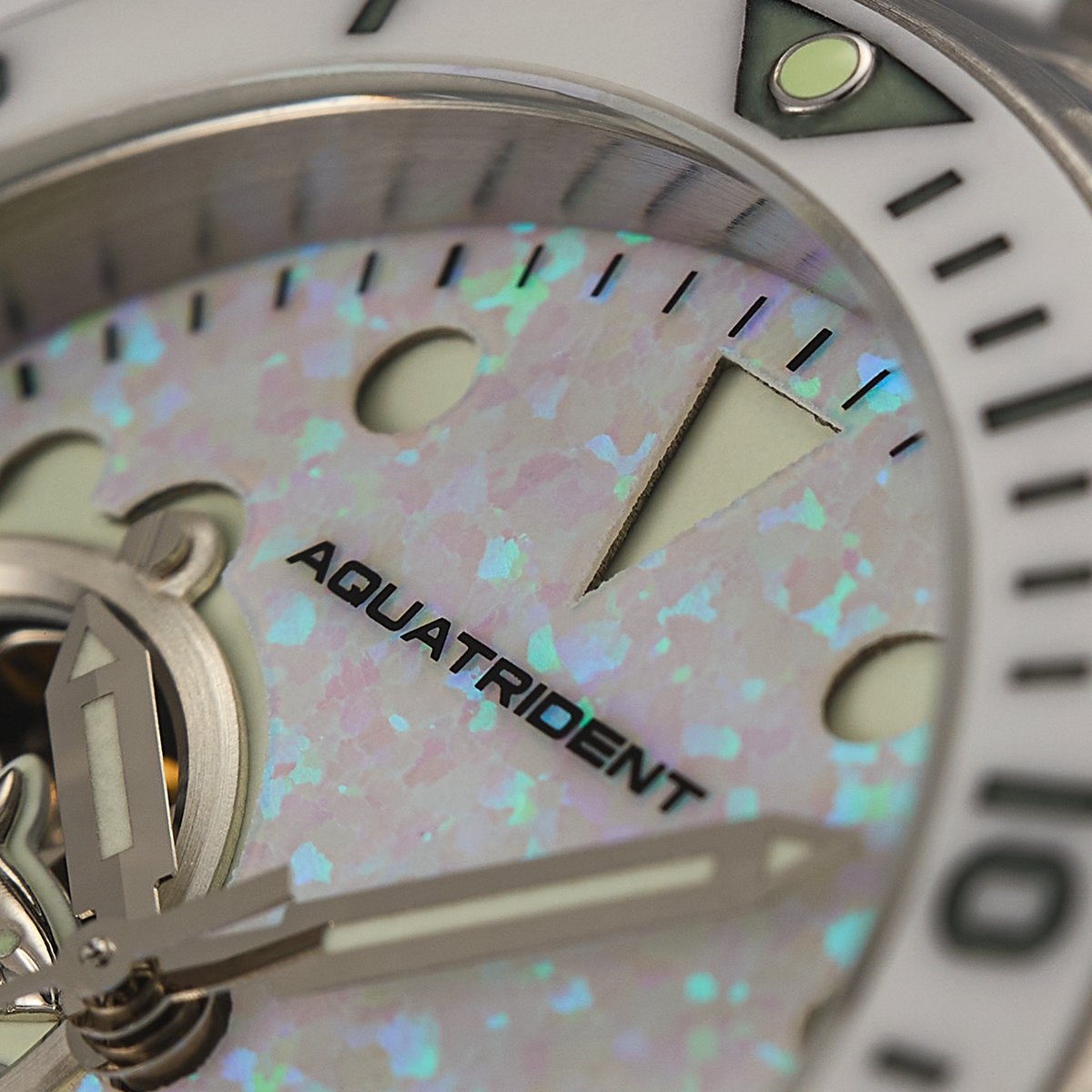 Montres de plongée Aquatrident AQ-23001-01, caoutchouc fluoré bleu, résistant à l'eau 10 ATM, Ø36 mm