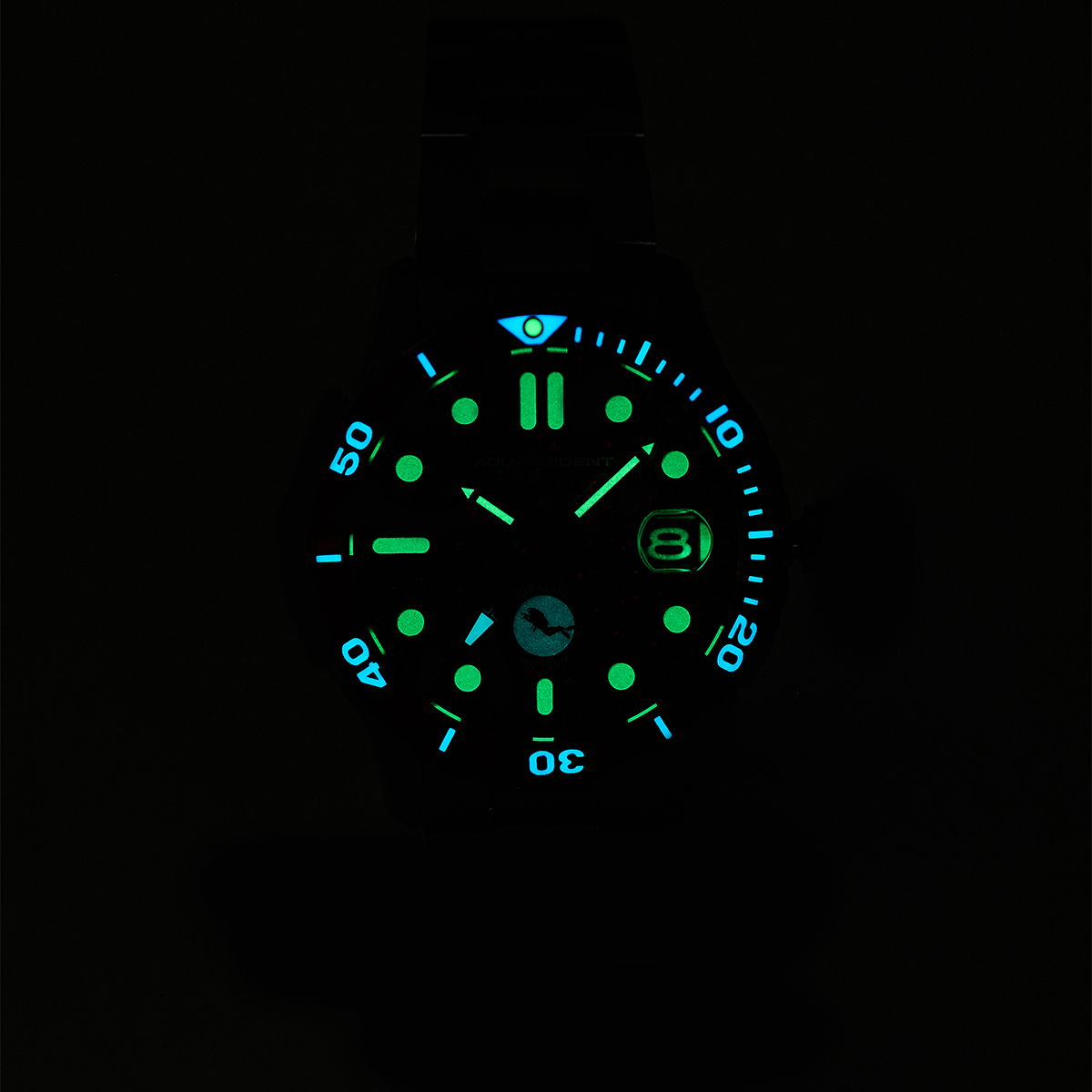 Montres de plongée Aquatrident AQ-23002-02, caoutchouc fluoré noir, résistant à l'eau 10 ATM, Ø36 mm