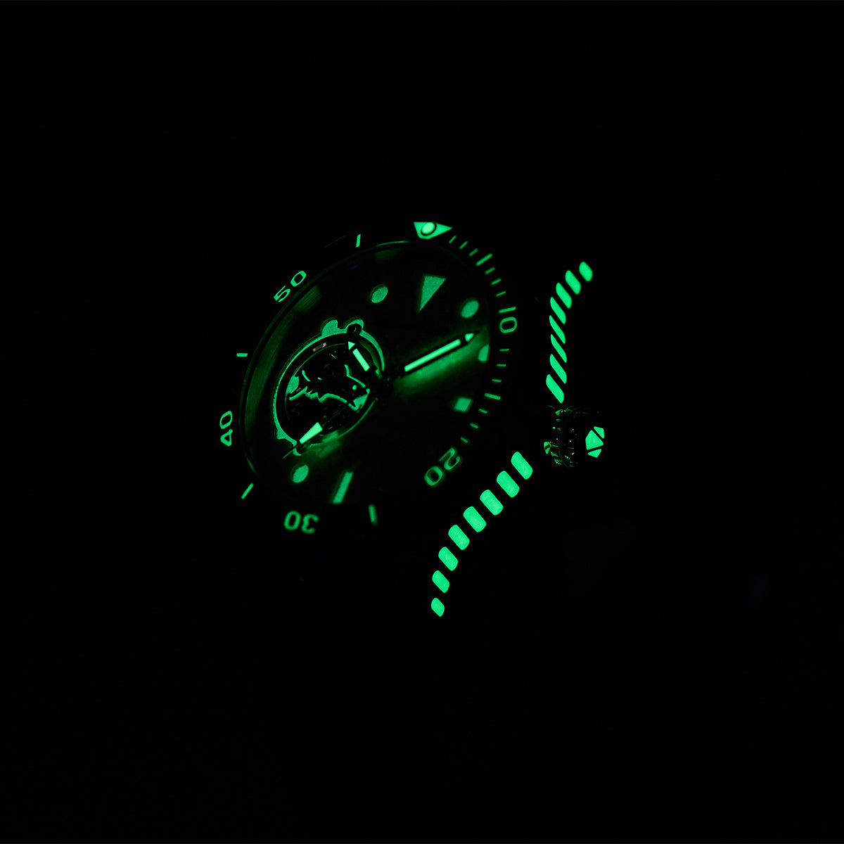 Relojes Aquatrident Diver AQ-23001-05, caucho fluorado negro, resistente al agua 10 ATM, Ø36 mm