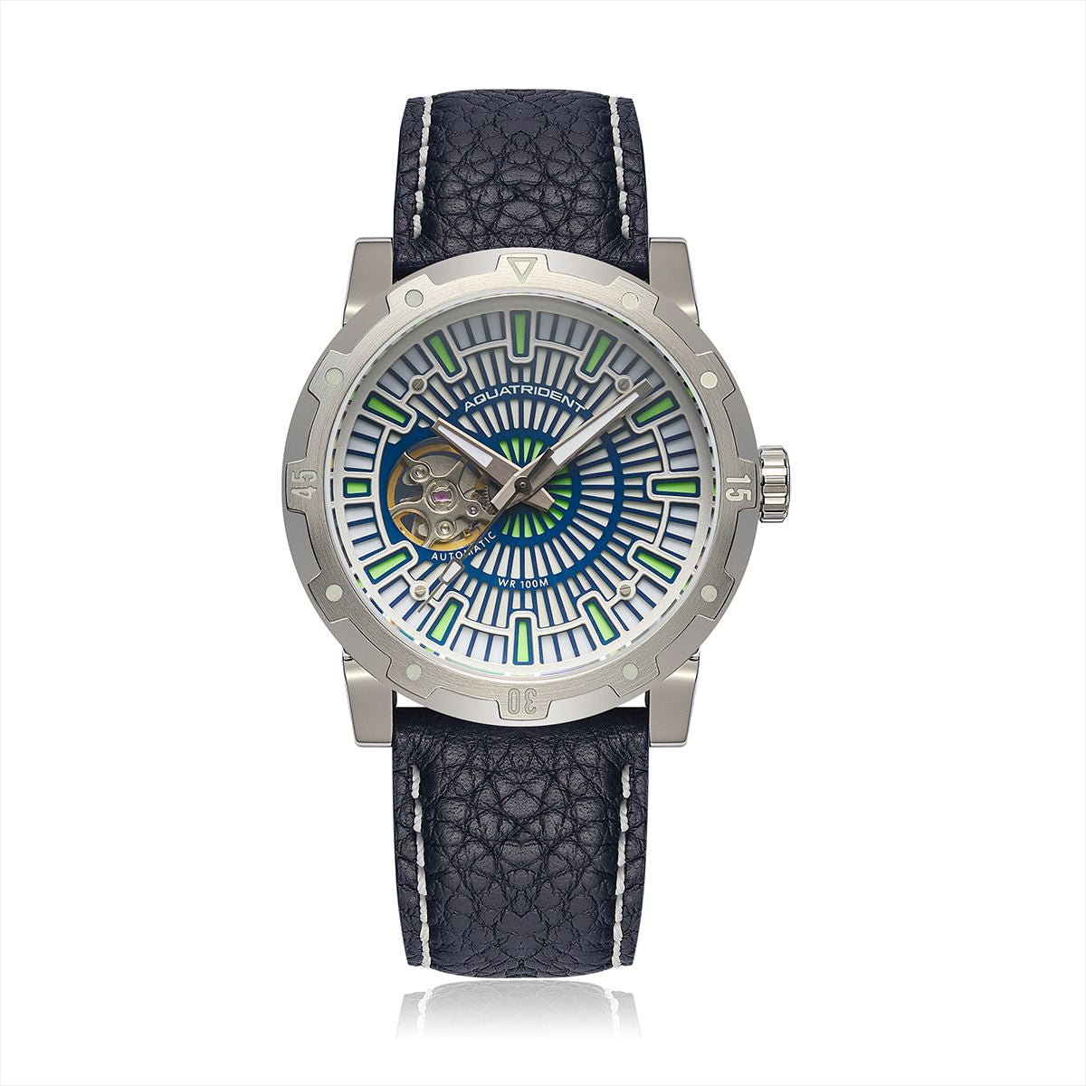 Relojes Aquatrident Diver AQ-22151-02, Caucho fluorado negro, Resistente al agua 10 ATM, Ø40 mm 