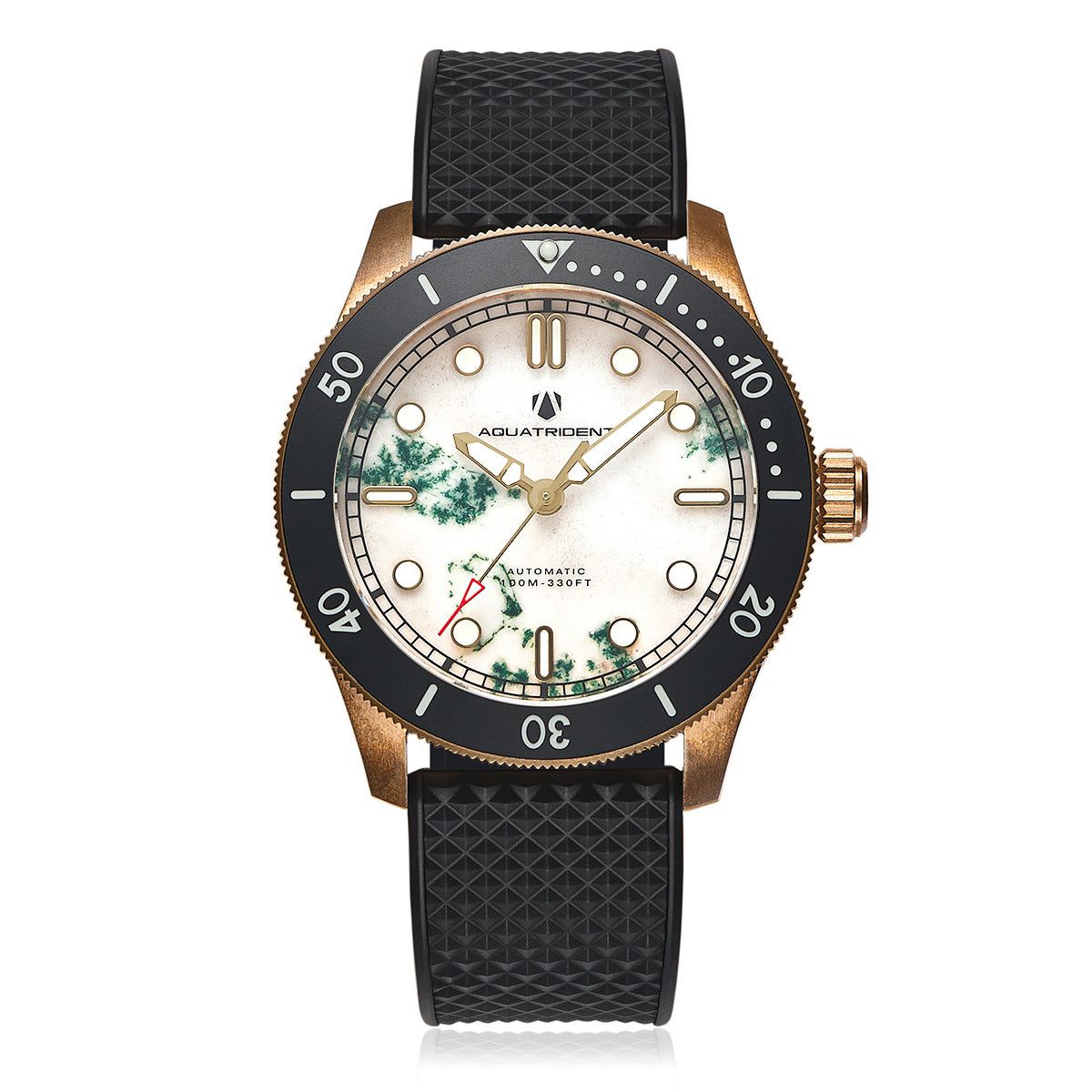 Relojes Aquatrident Diver AQ-22151-01, Caucho fluorado marrón, Resistente al agua 10 ATM, Ø40 mm