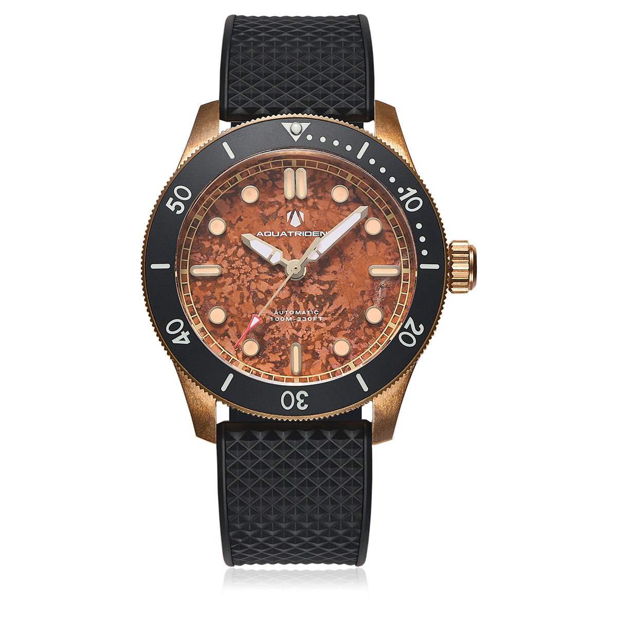 Atlantis Bronze Watch, Pyrotechnic stone Dial. Black FKM Strap.  AQ-23013-03