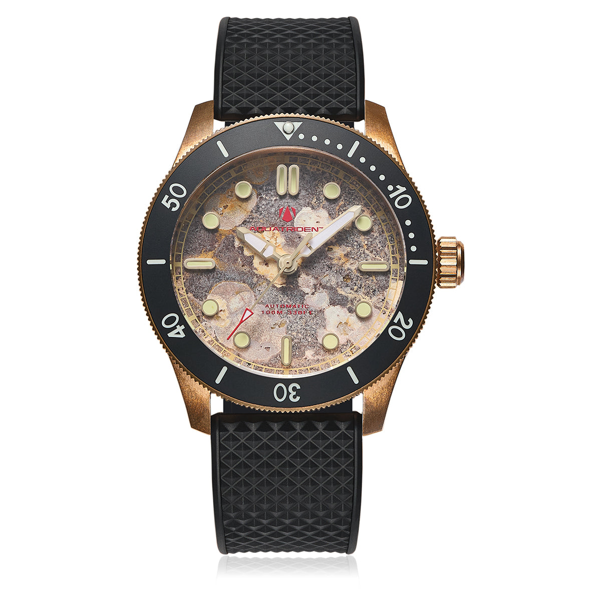 Atlantis Bronze Watch, Leopard stone Dial. Black FKM Strap.  AQ-23013-04