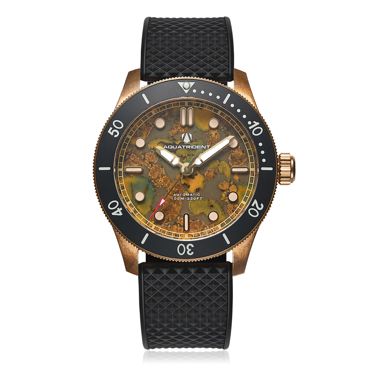 Atlantis Bronze Watch, Fenghuang stone Dial. Black FKM Strap.  AQ-23013-06