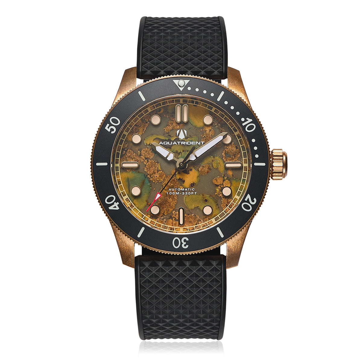 Atlantis Bronze Watch, Fenghuang stone Dial. Black FKM Strap.  AQ-23013-06