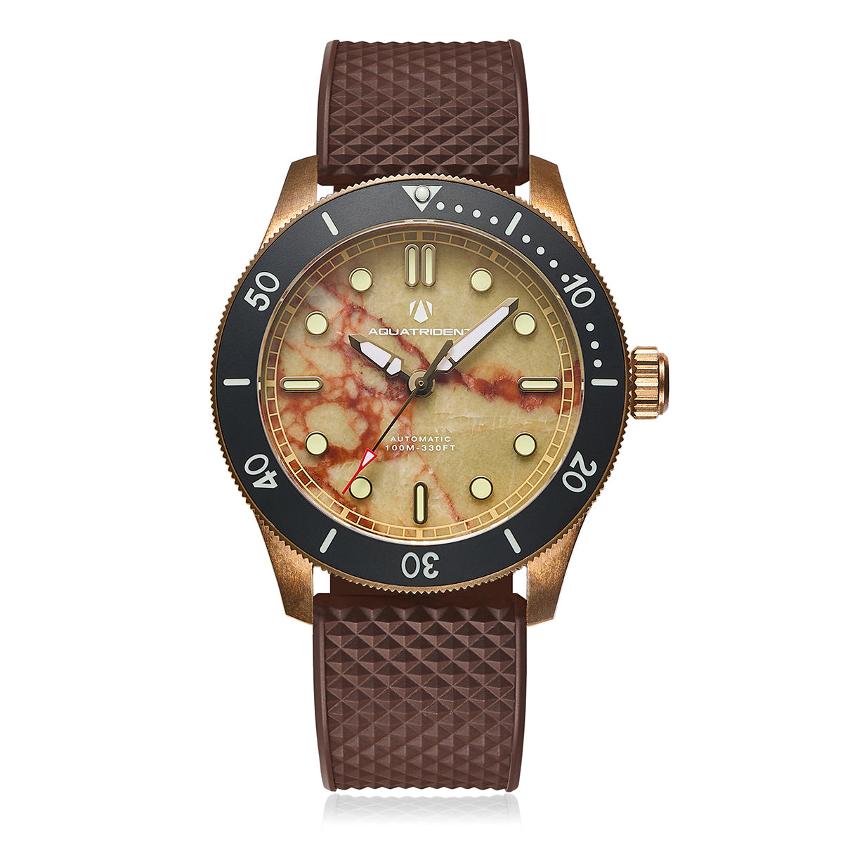 Atlantis Bronze Watch, gellulite Dial. Brown FKM Strap.  AQ-23013-07