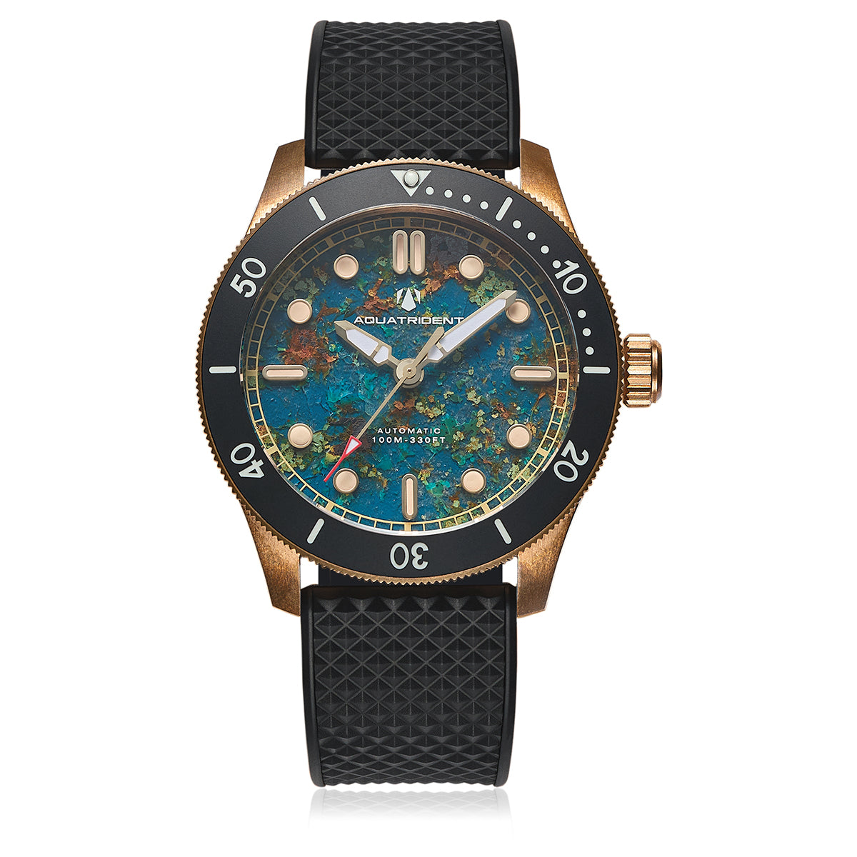 Atlantis Bronze Watch, Fenghuang stone Dial. Black FKM Strap.  AQ-23013-09