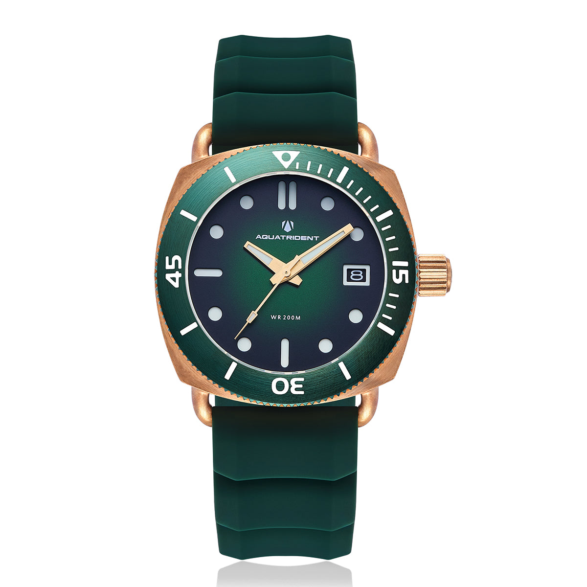 JAWS Bronze Watch. Green Dial/ Green Genuine Leather 40mm. AQ-23008-05