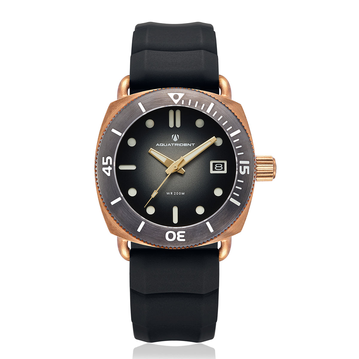JAWS Bronze Watch. Black Dial/ Grey Genuine Leather 40mm. AQ-23008-06