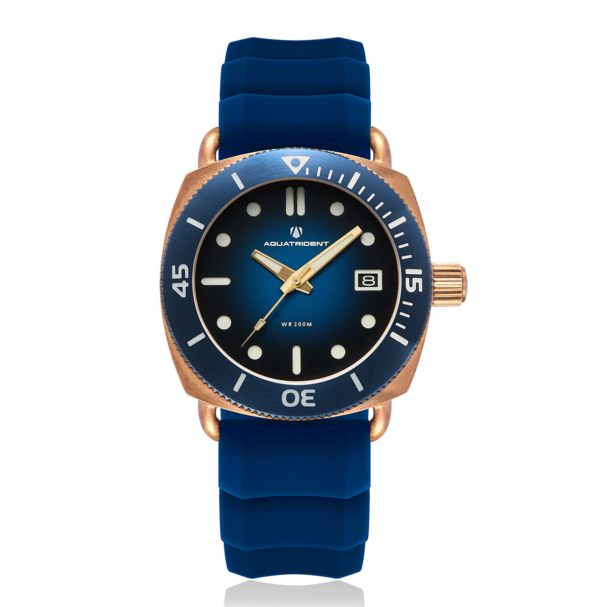 JAWS Bronze Watch. Blue Dial/Blue Genuine Leather 40mm. AQ-23008-08