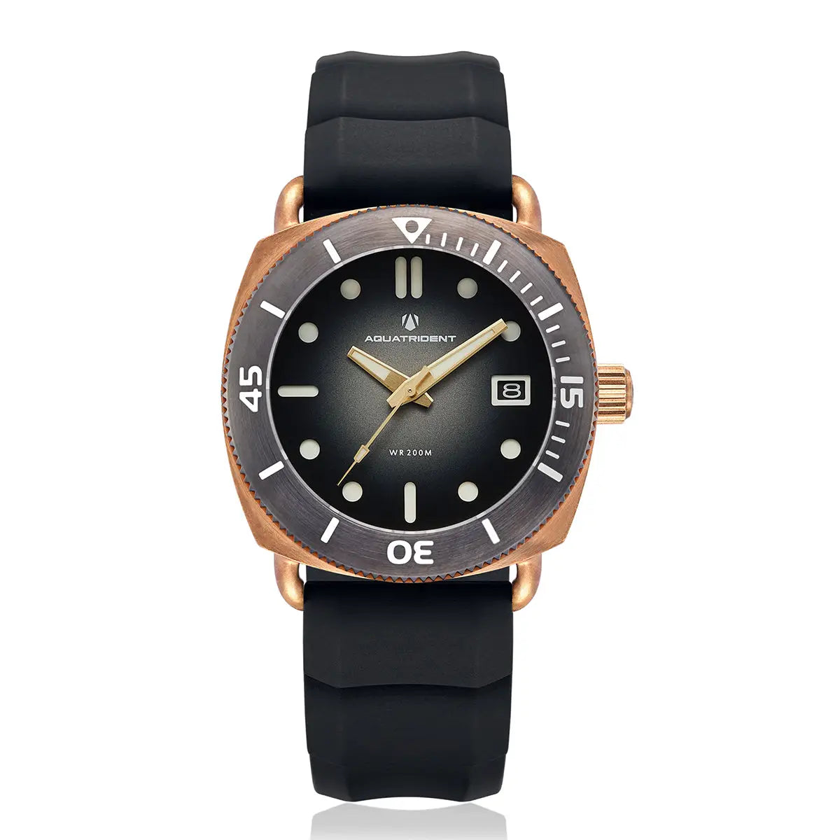 Jaws Bronze Watch. Black Dial/ Grey Genuine Leather 40Mm. Aq-23008-06 Watches