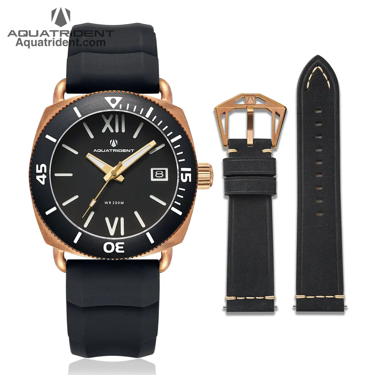 Jaws Bronze Watch. Black Roman Dial 40Mm. Aq-23008-03 Watches