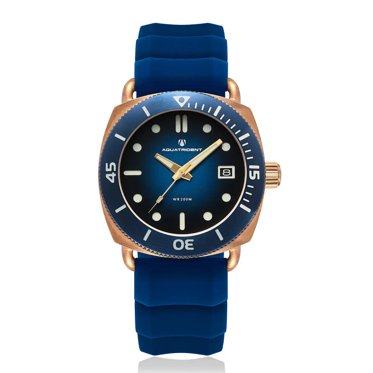 Jaws Bronze Watch. Blue Dial/Blue Genuine Leather 40Mm. Aq-23008-08 Watches