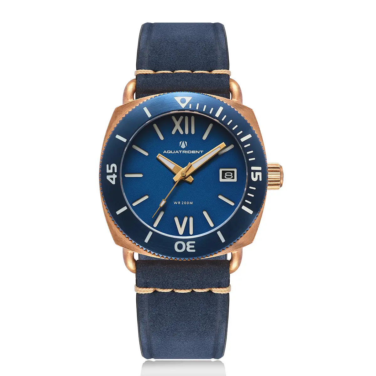 Jaws Bronze Watch. Blue Roman Dial. 40Mm. Aq-23008-04 Watches