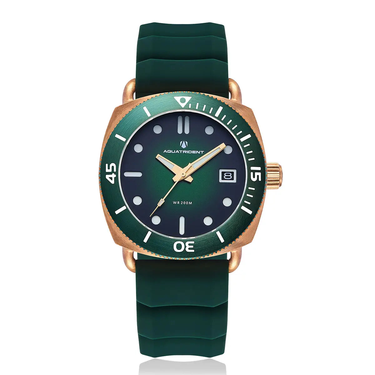 Jaws Bronze Watch. Green Dial/ Genuine Leather 40Mm. Aq-23008-05 Watches