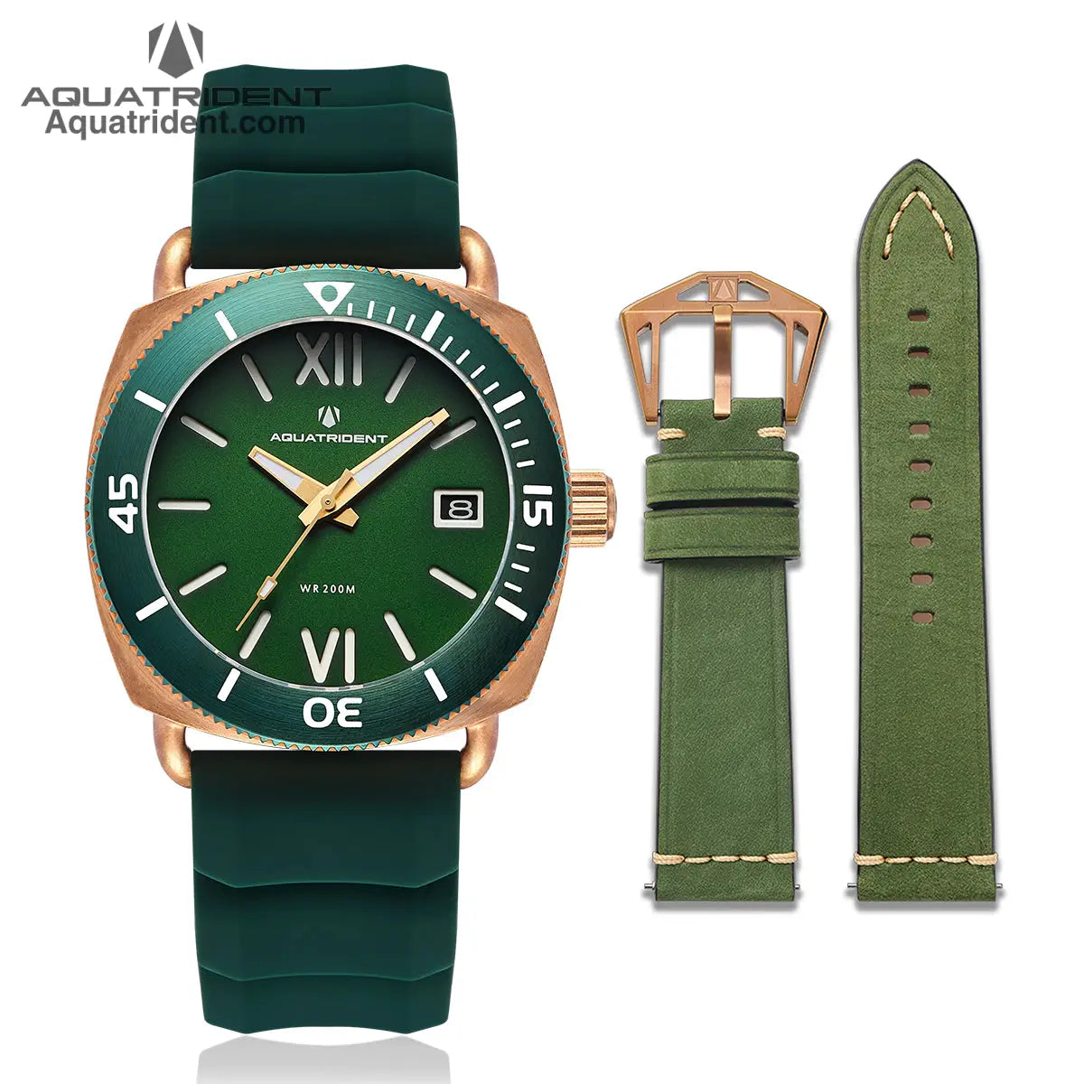 Jaws Bronze Watch. Green Roman Dial. 40Mm. Aq-23008-01 Watches