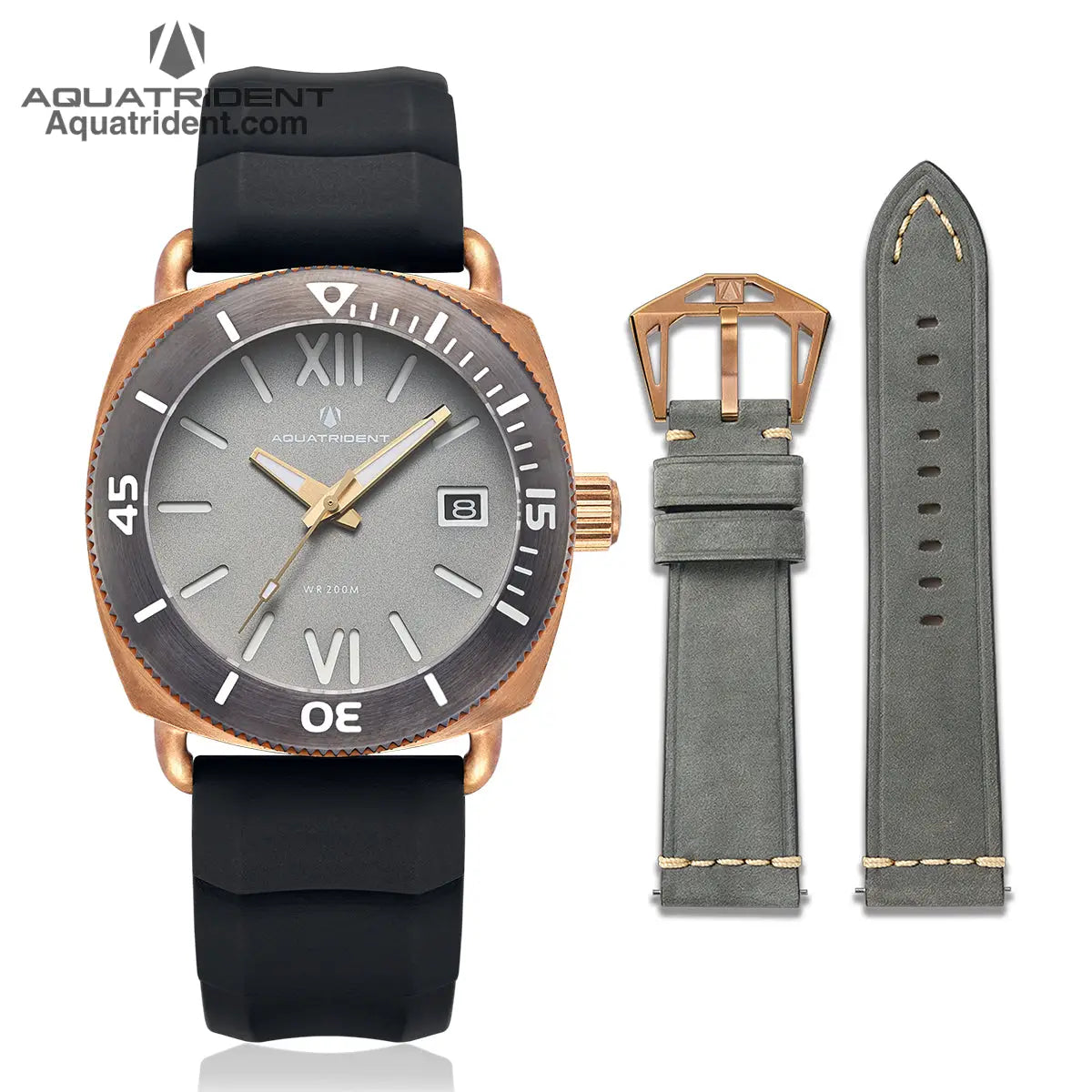 Jaws Bronze Watch. Silver Roman Dial. 40Mm. Aq-23008-02 Watches