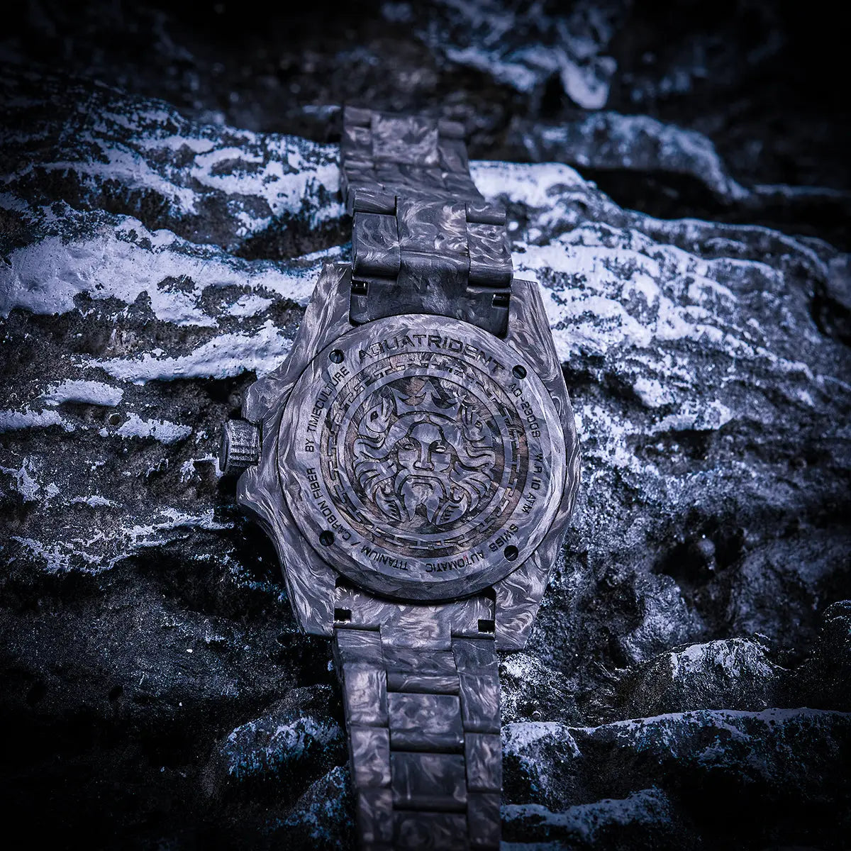 Neptune Carbon Fiber Watch. White Dial/ Black Strap With Fiber. 40Mm. Aq-23009-06B